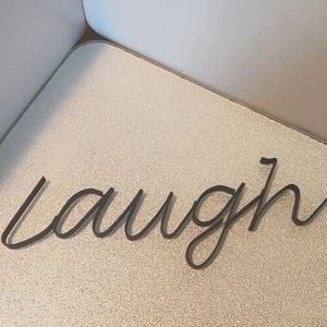 "Laugh" cursive ribbon‎ iron inspiration hanging art sign decorative sculpture